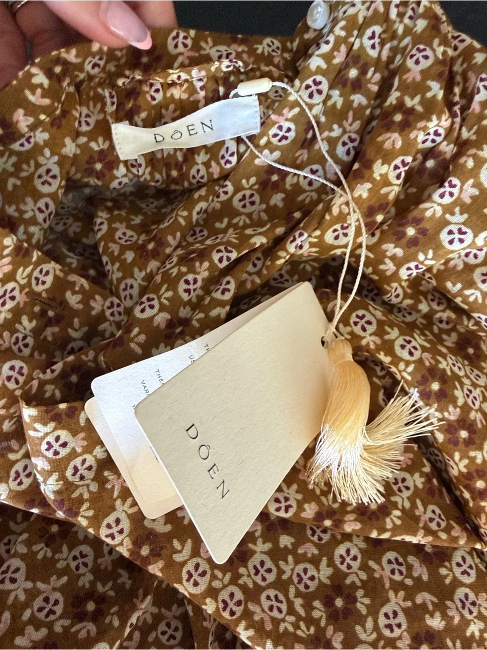 DÔEN Ariste Top Golden Mesa Flor NWT XS Hand Smocked Prairie Blouse